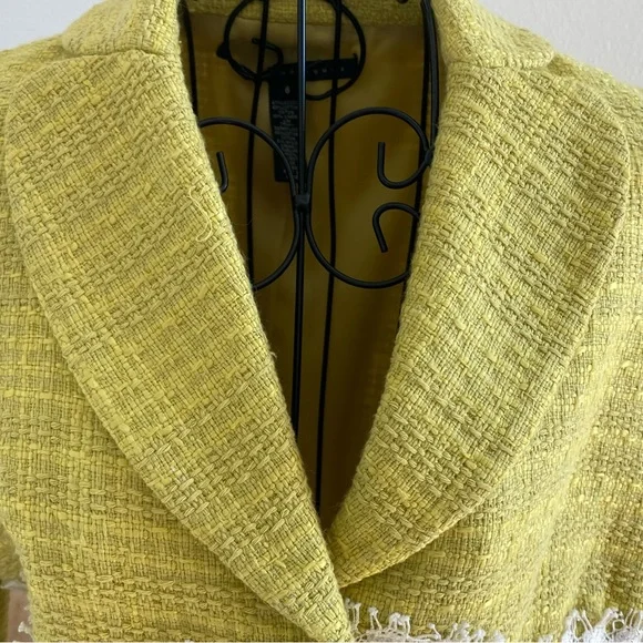 SOLD Robert Rodriguez Cropped Yellow Tweed Blazer Jacket - Picture 3 of 11